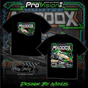 2023 Mens Black Hunter Maddox USAC Sprint Car Racing Race T-Shirt Tee Shirt L🏁